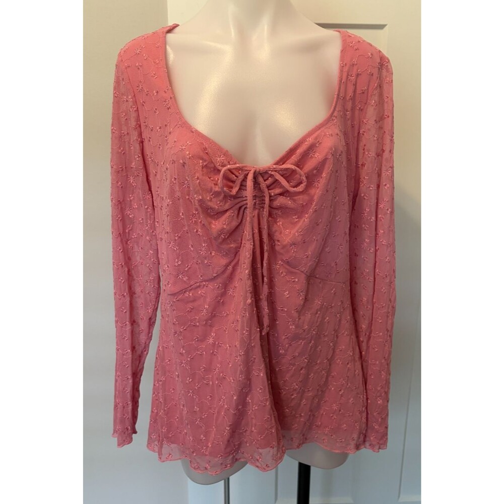 TORRID Womens TOP Long Sleeve PINK Sweetheart Neck Size 2 (2X 18-20)